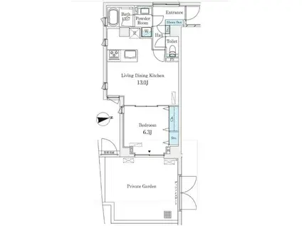 THE VERLUX TAKANAWA ジ ヴェルクス タカナワ(1LDK/1階)の間取り写真