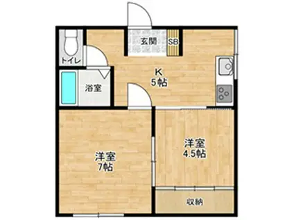 コーポ伊藤(2K/2階)の間取り写真