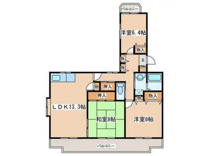サンモール鶴嶺A(3LDK/3階)の間取り写真