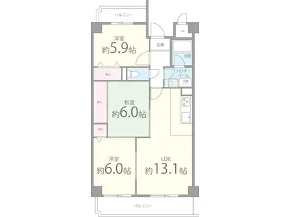 ハイアットプレイス(3LDK/1階)の間取り写真