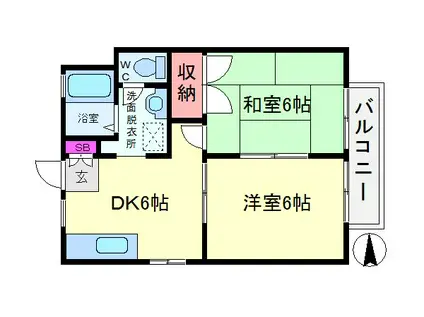 エムフラット(2DK/2階)の間取り写真