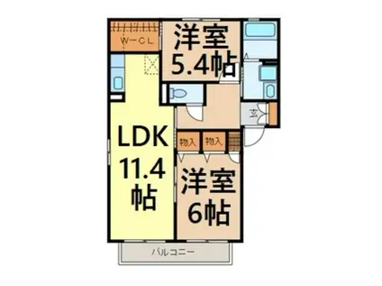 ランヴェールB棟(2SLDK/2階)の間取り写真