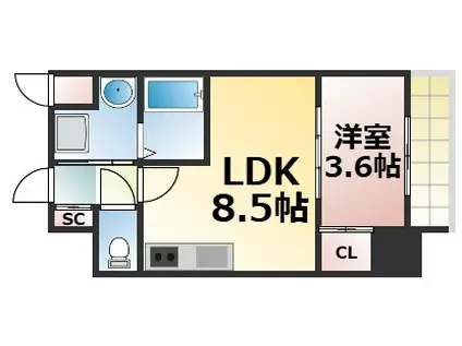 クローバー・グランデ玉造(1LDK/2階)の間取り写真