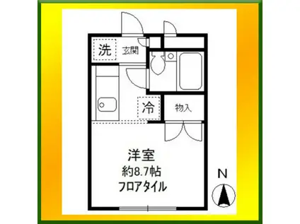 ツインズ・S(ワンルーム/2階)の間取り写真