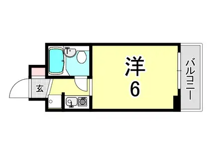 フリックコート三宮フロント(1K/2階)の間取り写真