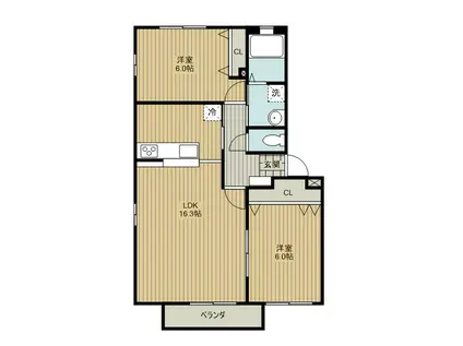 イーストダイトー(2LDK/2階)の間取り写真