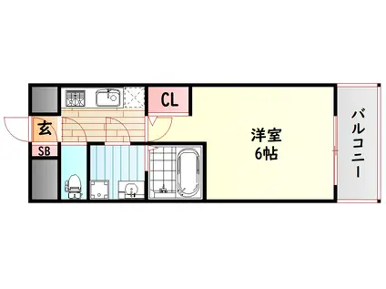 エスリード弁天町ポートヴィラ(1K/2階)の間取り写真