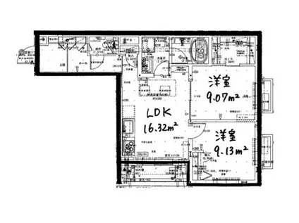 ラ・メゾン山手11(2LDK/3階)の間取り写真