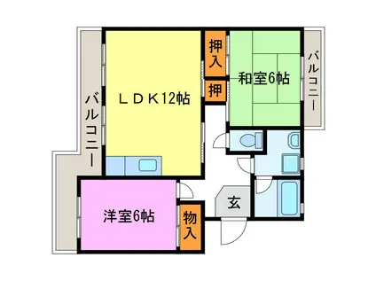ヴィラ広野(2LDK/2階)の間取り写真