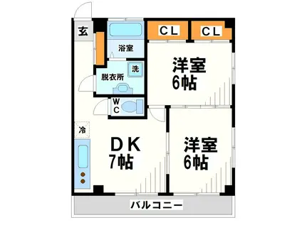 サン・レルム(2DK/2階)の間取り写真