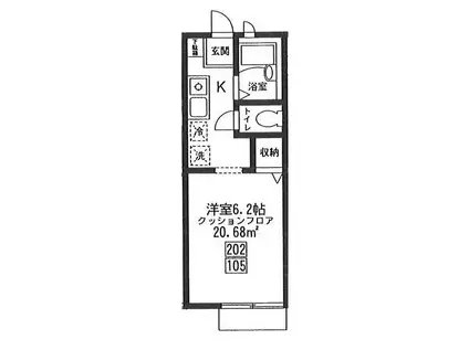 フルールウエハラ(1K/1階)の間取り写真
