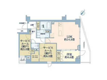 ディアナコート小石川播磨坂レジデンス(1SLDK/4階)の間取り写真