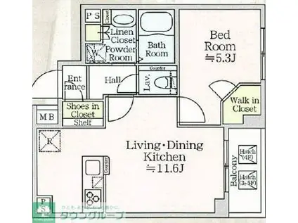 アイルプレミアム月島ドゥーエ(1LDK/2階)の間取り写真