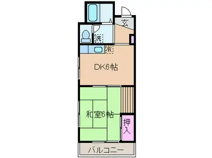 セキネハイツ(1DK/2階)の間取り写真