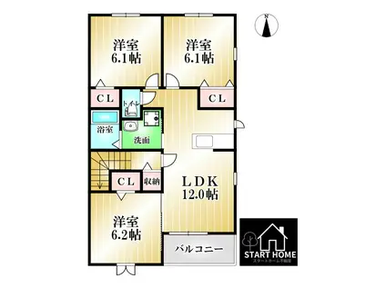 ロータス南島田B(3LDK/2階)の間取り写真