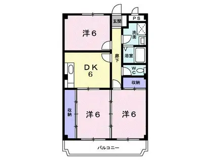 花崎マンション(3DK/1階)の間取り写真