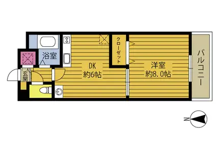 シリウス花高松(1DK/4階)の間取り写真