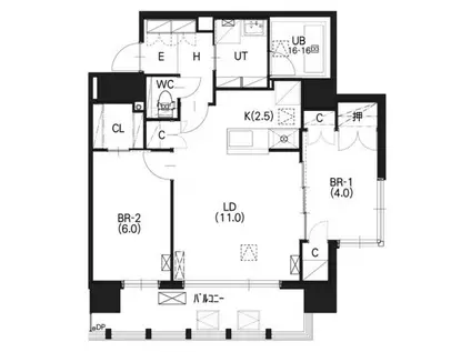 リシェス桑園(2LDK/4階)の間取り写真