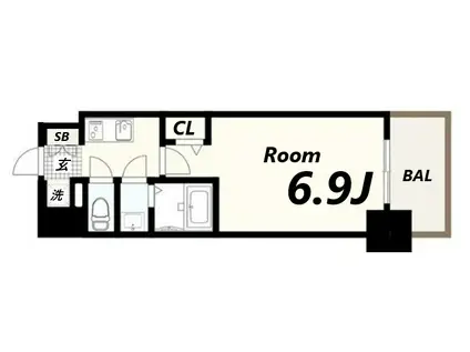 フォーリアライズ尼崎エラン(1K/4階)の間取り写真