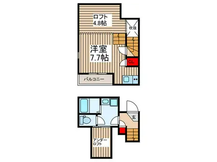 ROBOT HOME 東浦和(ワンルーム/1階)の間取り写真