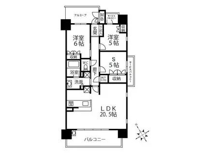 ローレルコート上野芝町四丁(2SLDK/3階)の間取り写真