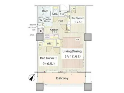 BRILLIA有明 SKY TOWER(2LDK/10階)の間取り写真