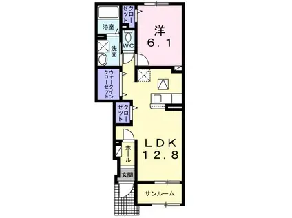 エニシム(1LDK/1階)の間取り写真