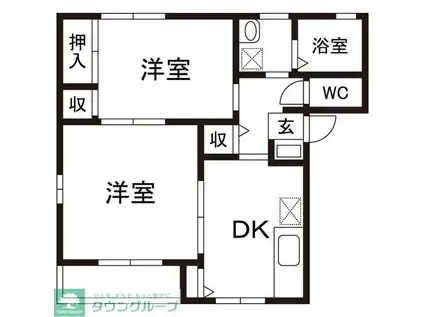 サンビアン N棟(2DK/2階)の間取り写真