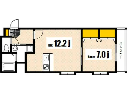 ベリーノ竹屋町(1LDK/4階)の間取り写真