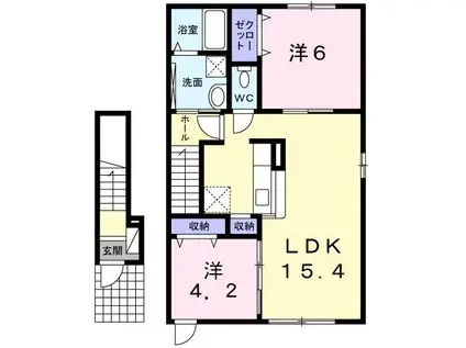 ザウバー・K2(2LDK/2階)の間取り写真