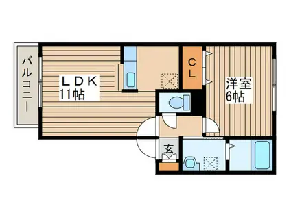 スターハイツ(1LDK/2階)の間取り写真