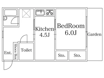 シャトーフジ(1DK/1階)の間取り写真