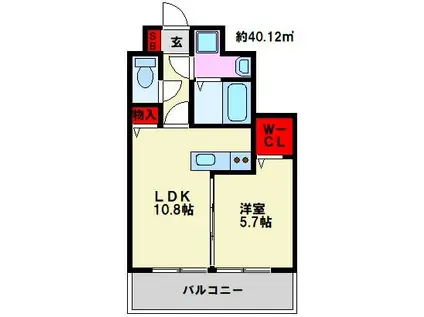 COURT MIDI(1LDK/5階)の間取り写真