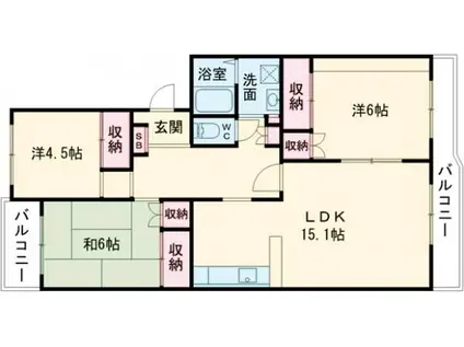 ECLARGE(3LDK/2階)の間取り写真