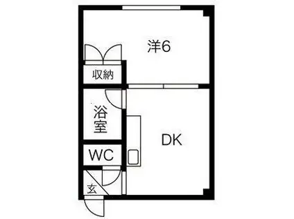 レジデンス静(1DK/4階)の間取り写真