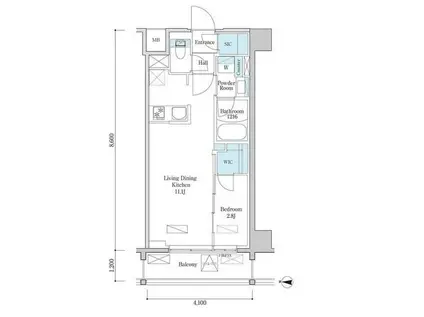 デュオフラッツ篠崎(1LDK/6階)の間取り写真