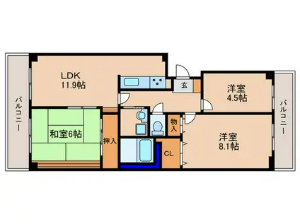 エルティ932(3LDK/16階)の間取り写真