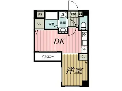 ソルドレーヴアッシュ(1DK/2階)の間取り写真