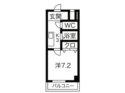 ジュネス庄内緑地(1K/3階)の間取り写真
