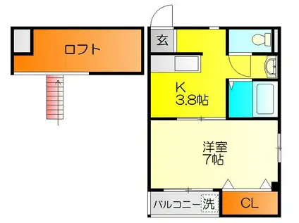 BELLENEIGE(1K/2階)の間取り写真