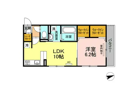 ジャスミンHYM(1LDK/2階)の間取り写真