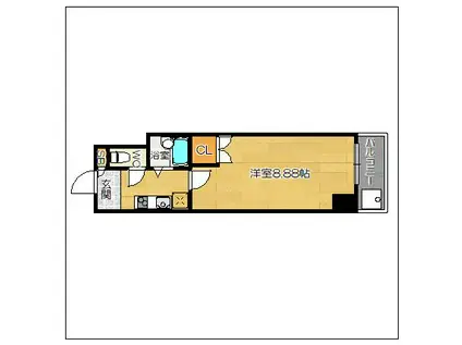 アリビオ博多駅東(1K/6階)の間取り写真