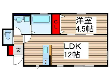 ハミングバード(1LDK/1階)の間取り写真