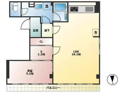 伊藤ビル(1SLDK/4階)の間取り写真