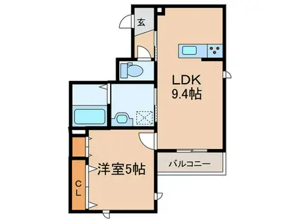 武庫之荘東1丁目ヘーベルメゾン(1LDK/1階)の間取り写真