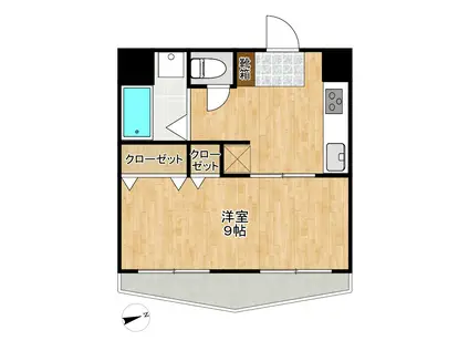 ニュー松が谷マンション(1K/9階)の間取り写真