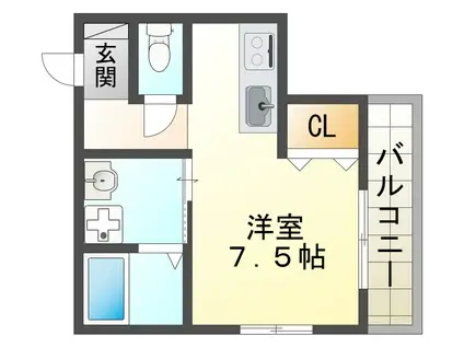 エターナルシー舞子台(1K/1階)の間取り写真