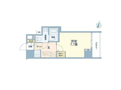 メトロ丸ノ内線 中野富士見町駅 徒歩6分 独立台有 最上階(1K/11階)の間取り写真