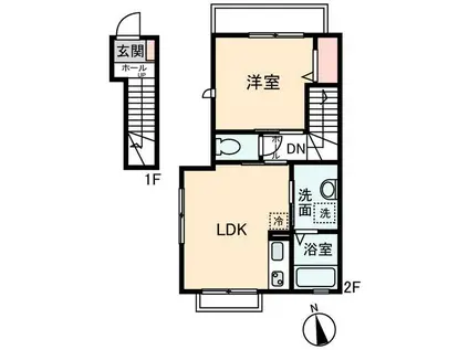 グニッシュ(1LDK/2階)の間取り写真