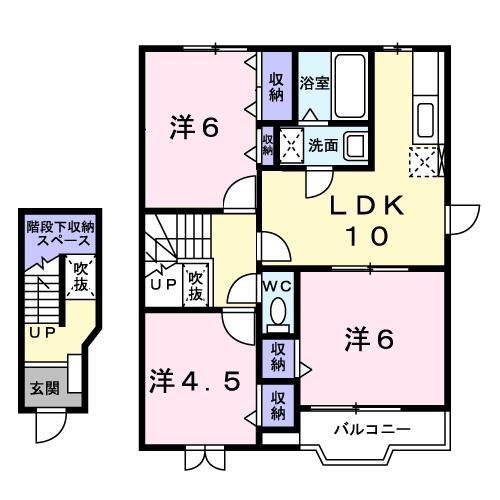 スウィート オーシャンC(3LDK/2階)の間取り写真